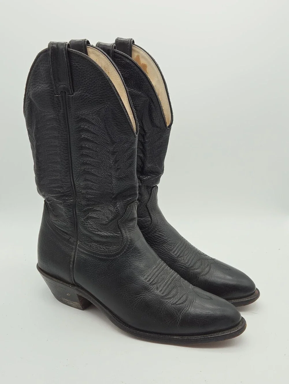 Boulet Black Western Cowboy Boots Size Men's 9 E